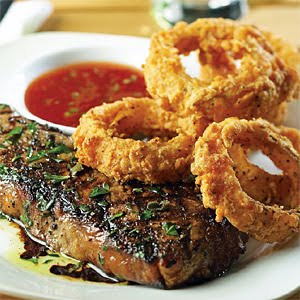 Onion Rings with Hot Pepper Ketchup