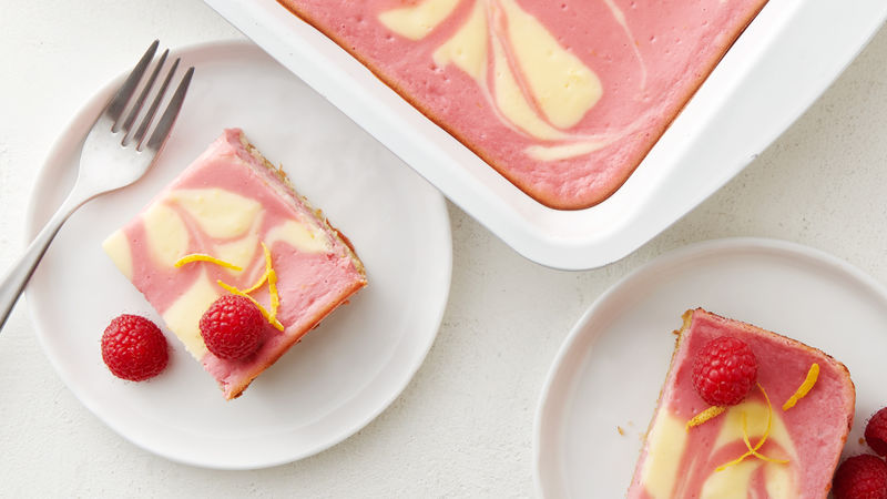 Raspberry-Lemonade Cheesecake Swirl Bars