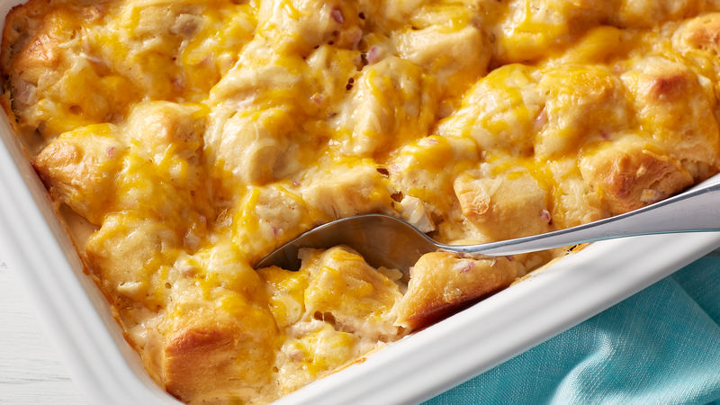 Cheesy Ham and Chicken Bubble-Up Bake