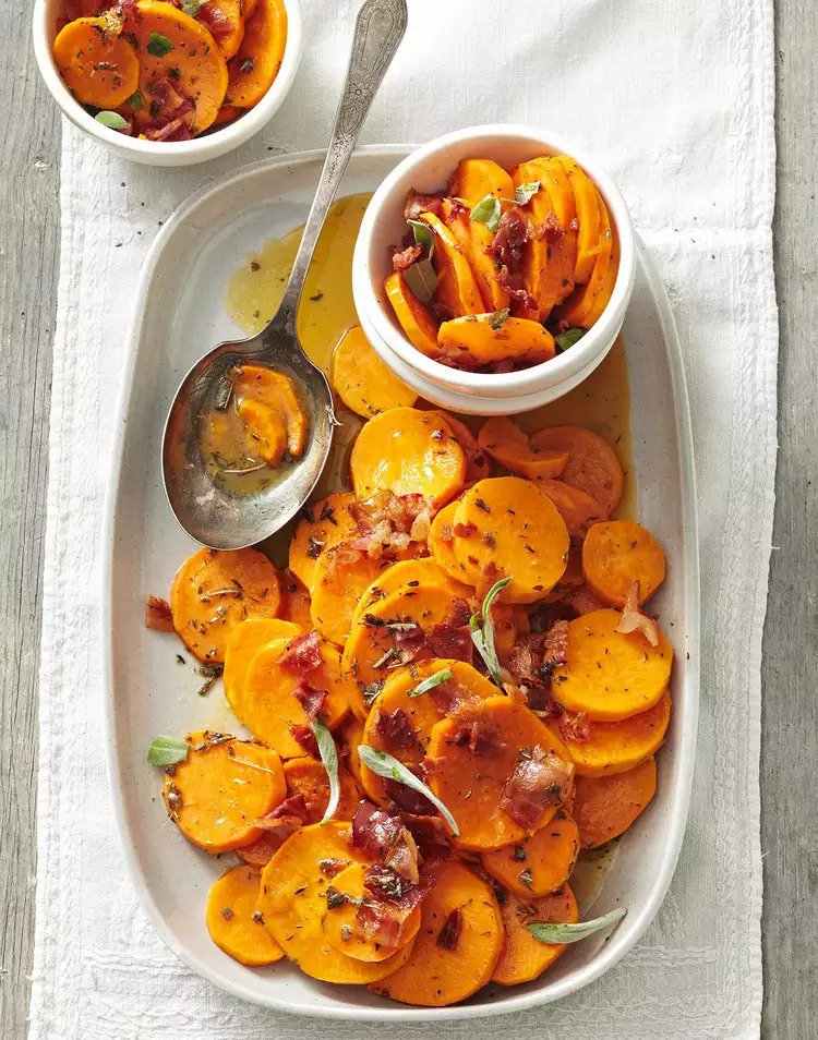 Orange-Sage Sweet Potatoes with Bacon